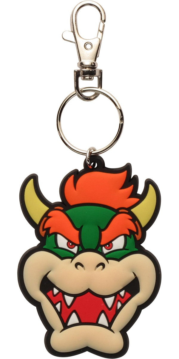 Super Mario 3D Bowser Face Rubber Keychain