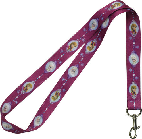 Frozen Elsa and Anna Circle Portraits Lanyard