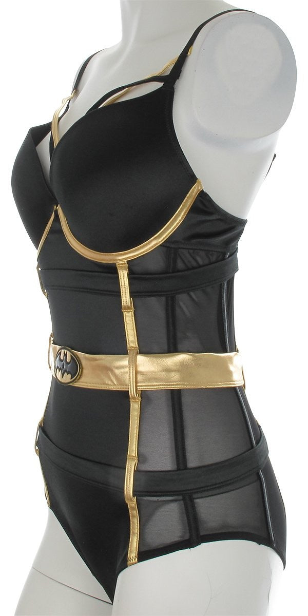 Batman Costume Satin and Mesh Bodysuit