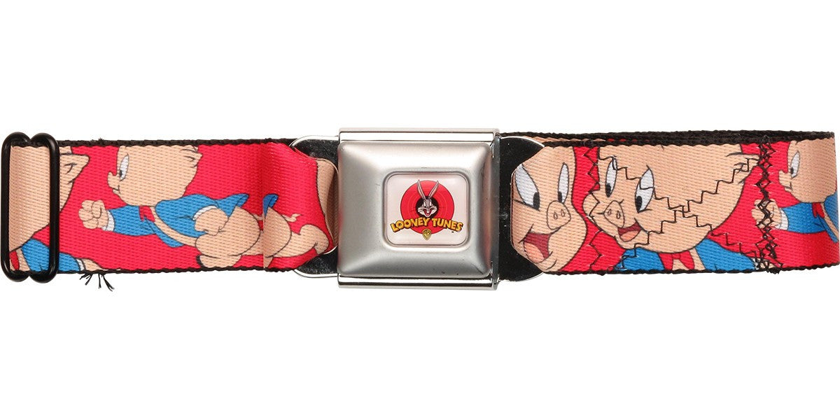 Looney Tunes Porky Pig Expressions Red Seatbelt Mesh Belt