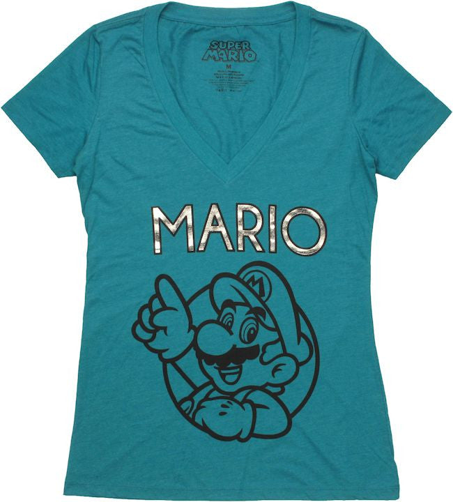 Mario Foil Name V Neck Baby Tee