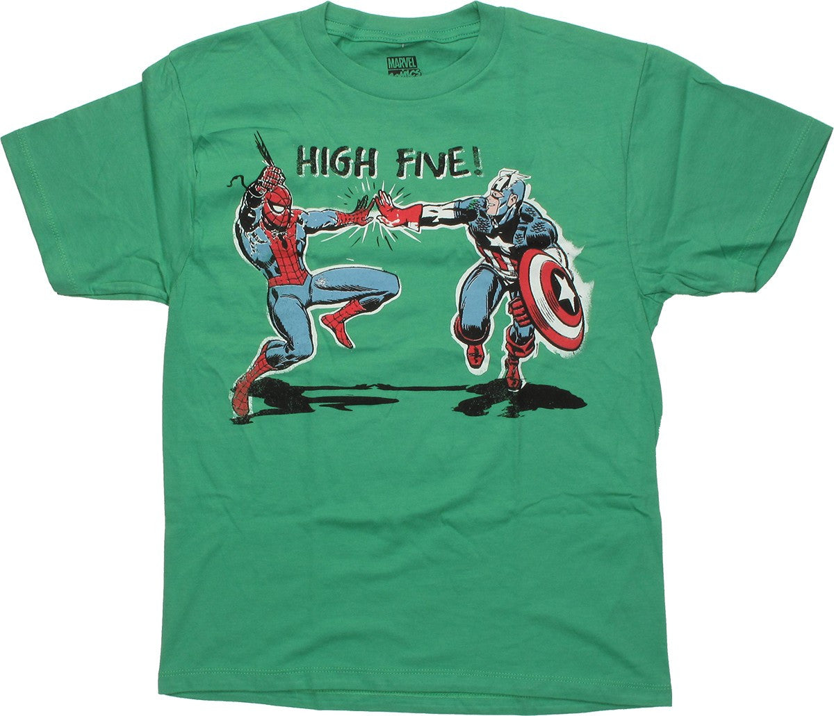 Marvel Comics High Five Green Youth T Shirt
