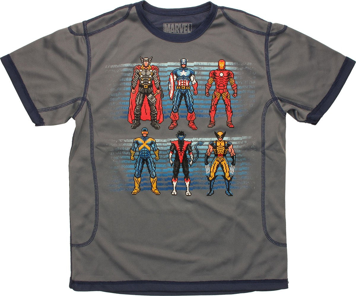 Marvel Pixel Hero Lines Mesh Youth T Shirt