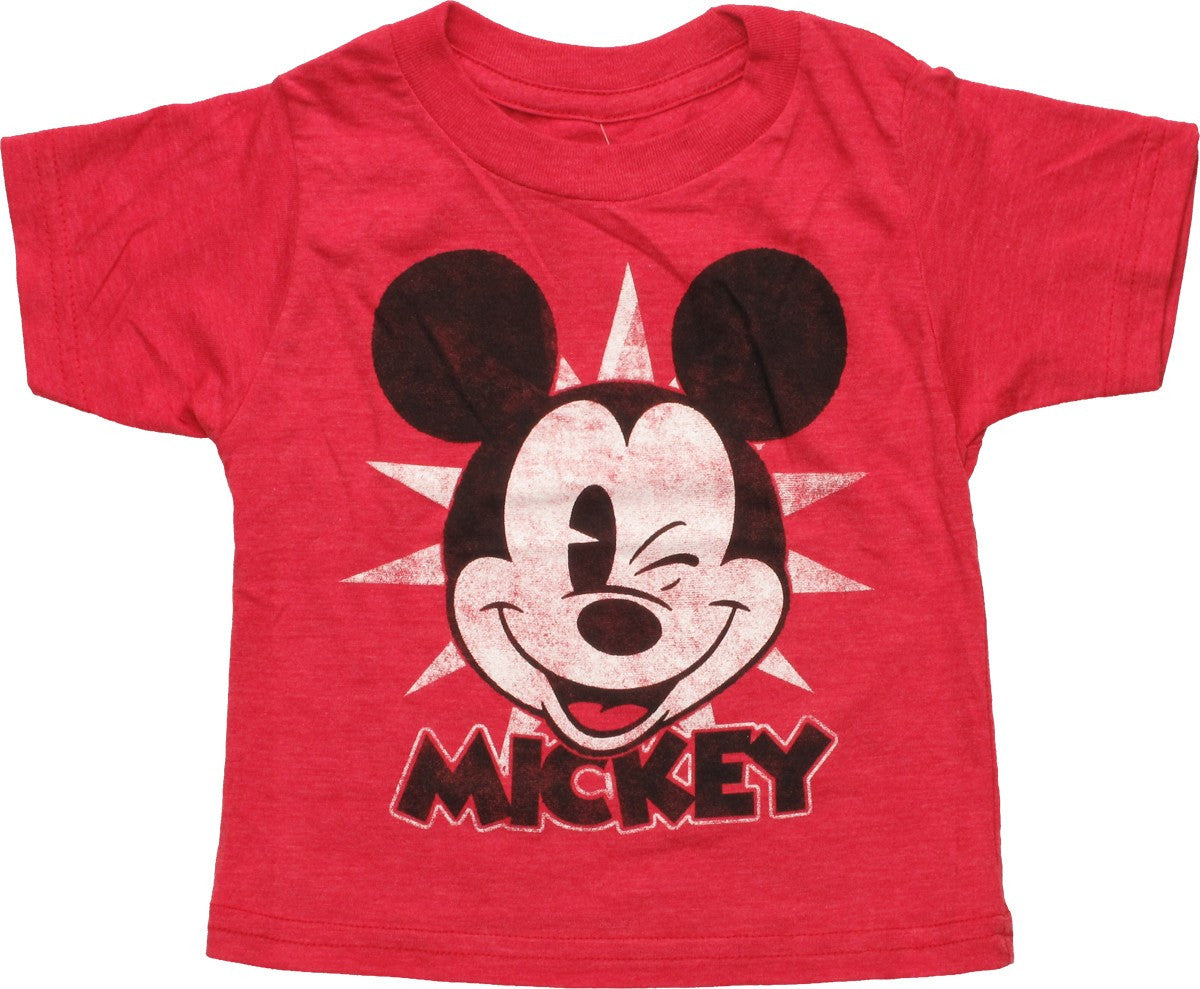 Mickey Mouse Face Winking Distress Infant T-Shirt