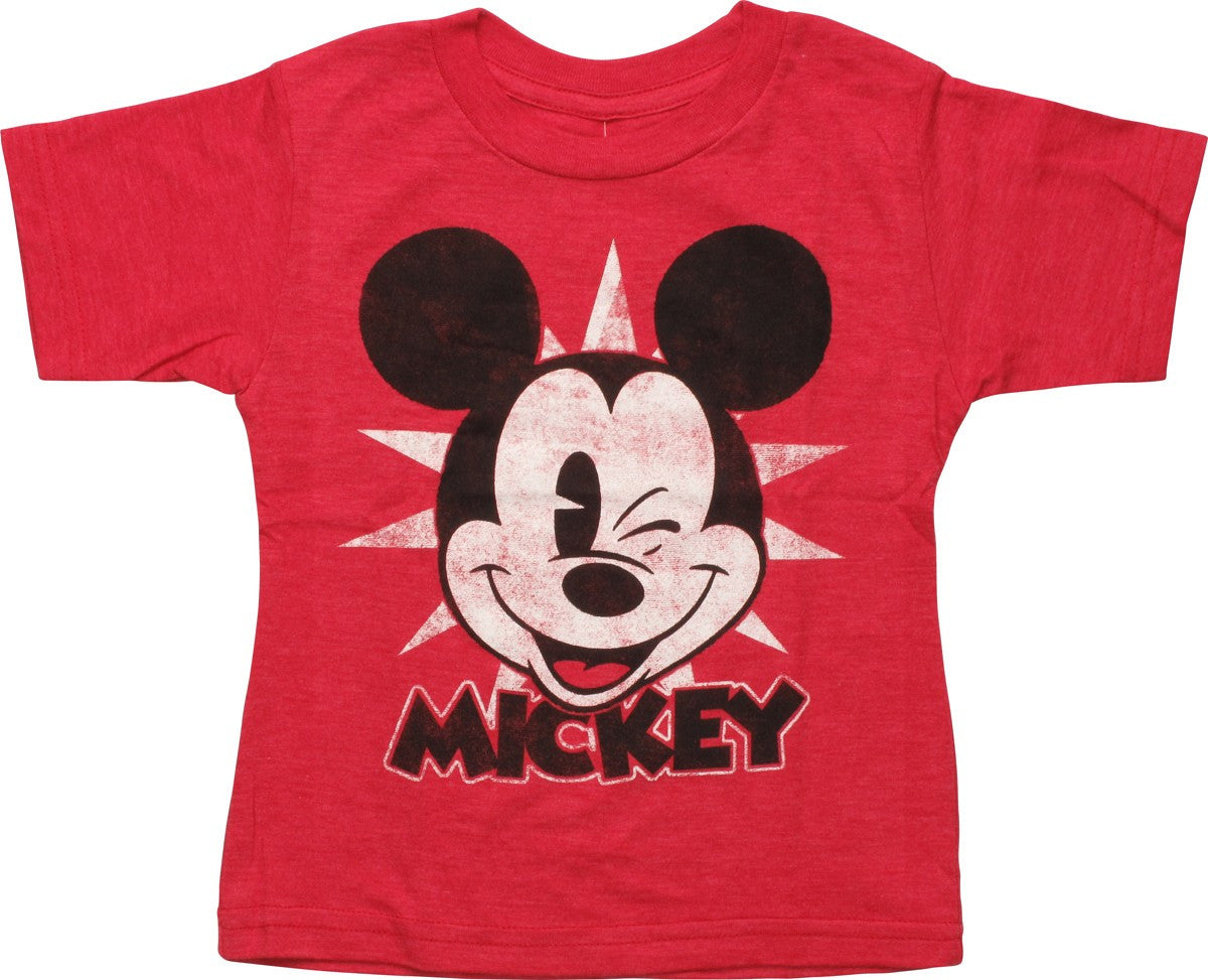 Mickey Mouse Face Winking Distress Toddler T-Shirt