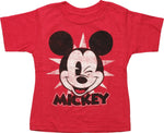 Mickey Mouse Face Winking Distress Toddler T-Shirt