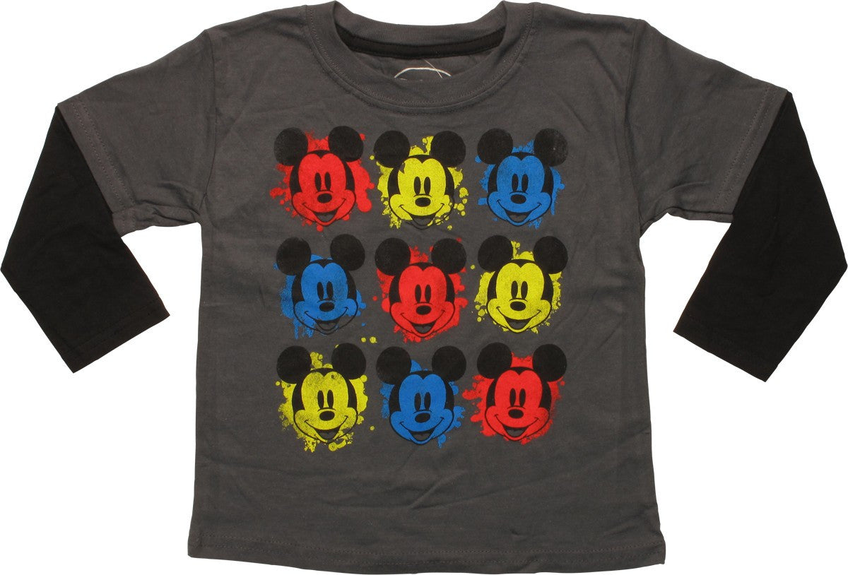 Mickey Mouse Ink Blot Faces LS Toddler T-Shirt