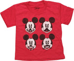 Mickey Mouse Mustache Quad Red Juvenile T Shirt