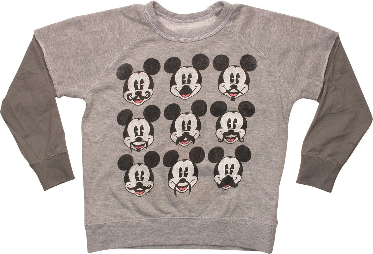 Mickey Mouse Mustaches Grid Juvenile Sweatshirt