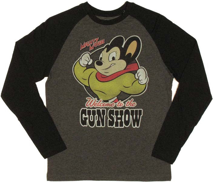 Mighty Mouse Gun Show Raglan T Shirt