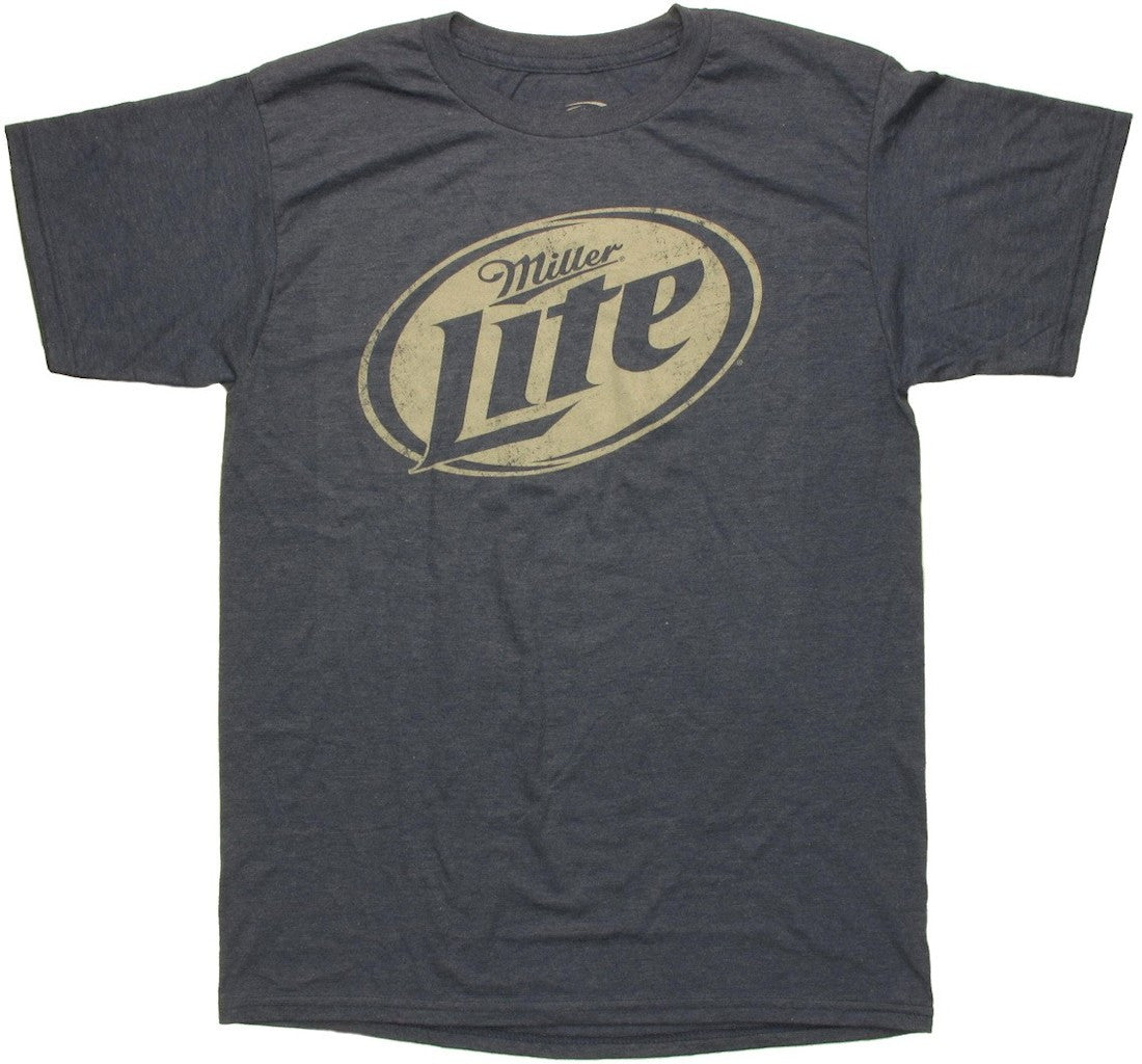 Miller Lite Black and White Logo Navy T Shirt Sheer