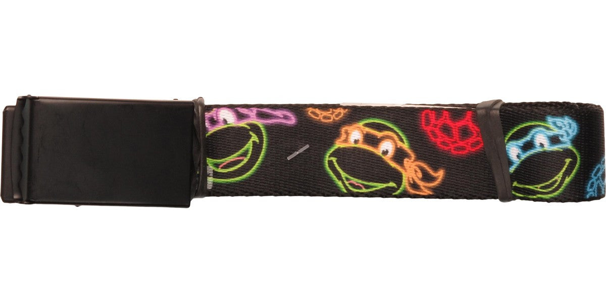 Ninja Turtles Neon Outline Faces Shells Mesh Belt