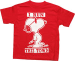 Peanuts Run Town Red Juvenile T Shirt