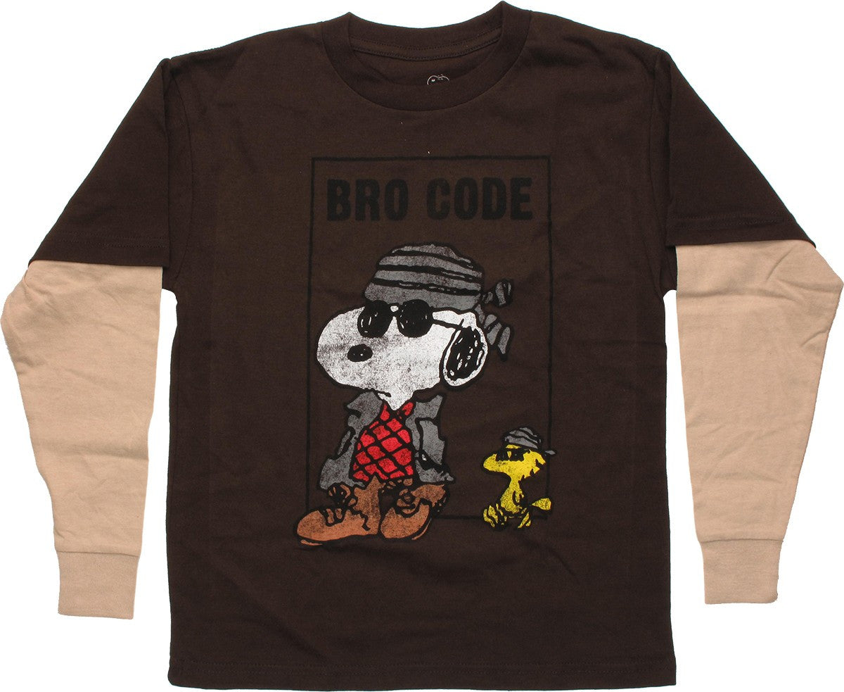 Peanuts Snoopy Bro Code Long Sleeve Youth T Shirt