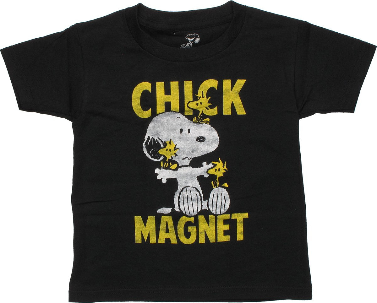Peanuts Snoopy Chick Magnet Black Toddler T-Shirt