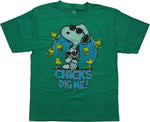 Peanuts Snoopy Chicks Dig Me Green Youth T-Shirt