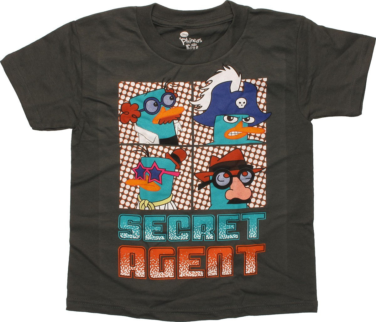 Phineas and Ferb Secret Agent Olive Green Juvenile T-Shirt