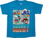 Phineas and Ferb Secret Agent Teal Juvenile Shirt