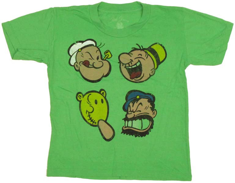 Popeye Faces Juvenile T Shirt