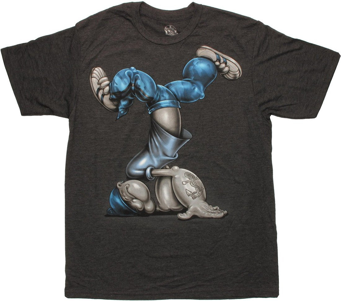 Popeye Head Spin Charcoal T Shirt Sheer