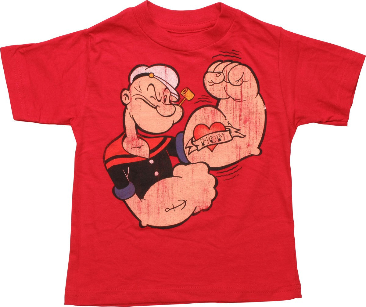Popeye Mom Tattoo Distressed Toddler T-Shirt
