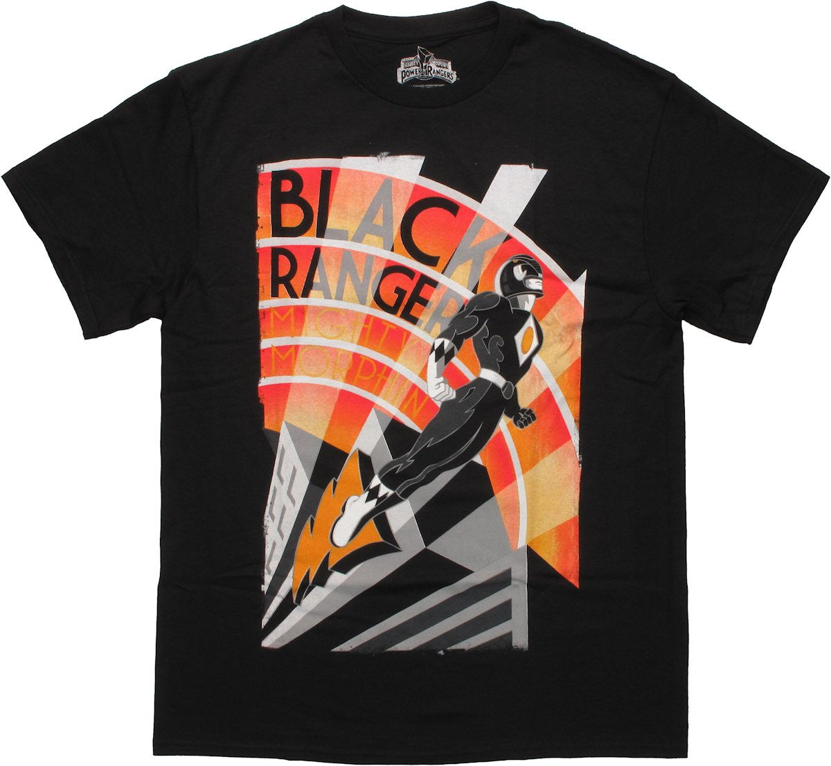 Power Rangers Black Art Deco T Shirt