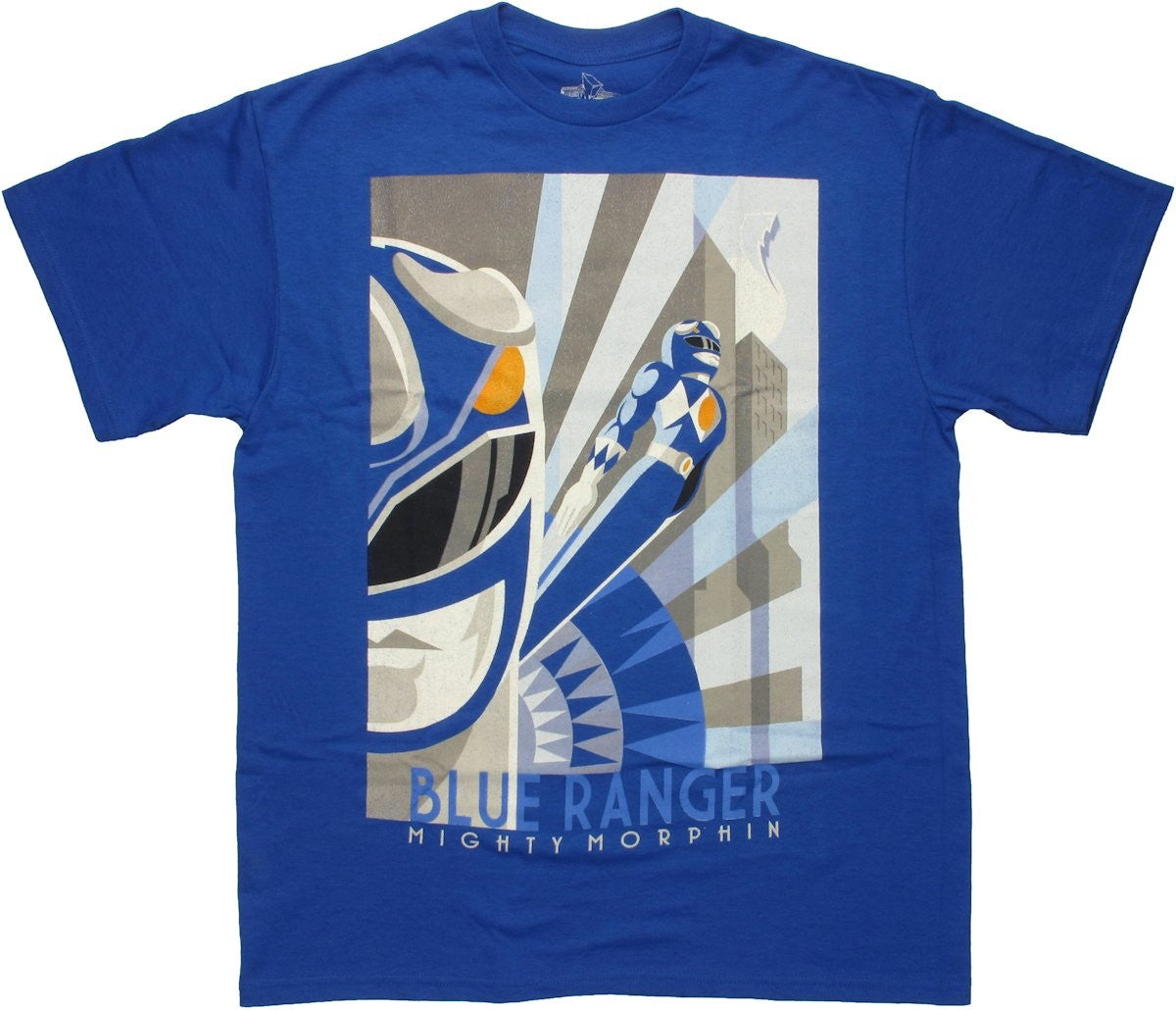 Power Rangers Blue Art Deco T Shirt