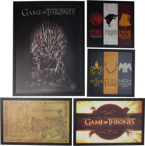 Game of Thrones 5 Piece Framed Print Artwork Set