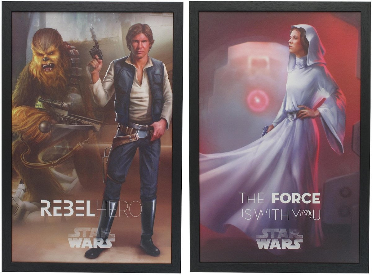 Star Wars Heroes 5 Piece Framed Print Artwork Set