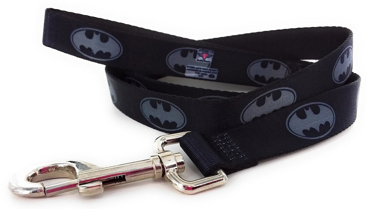Batman Silver Logos Black Wrap 4 Foot Pet Leash