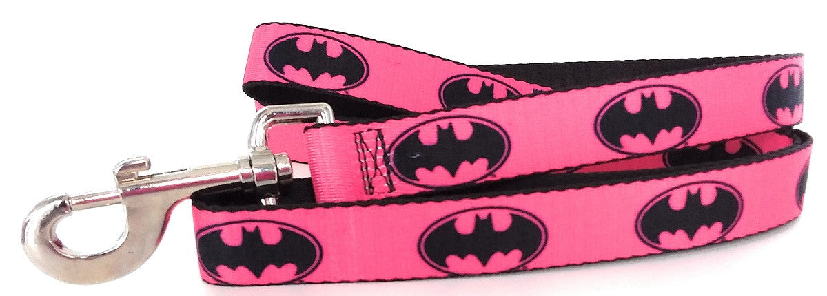Batman Black Logo Pink Wrap 4 Foot Pet Leash