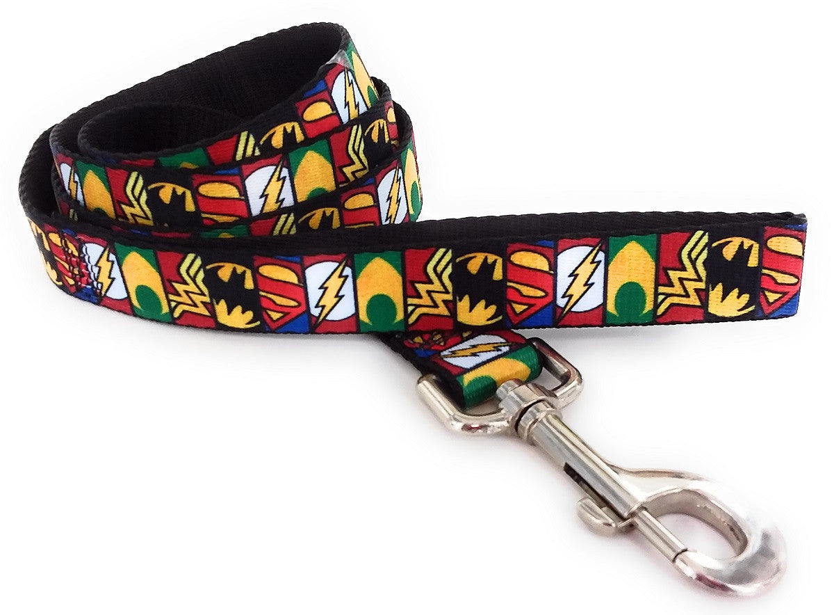 Justice League Logo Panels Wrap 4 Foot Pet Leash