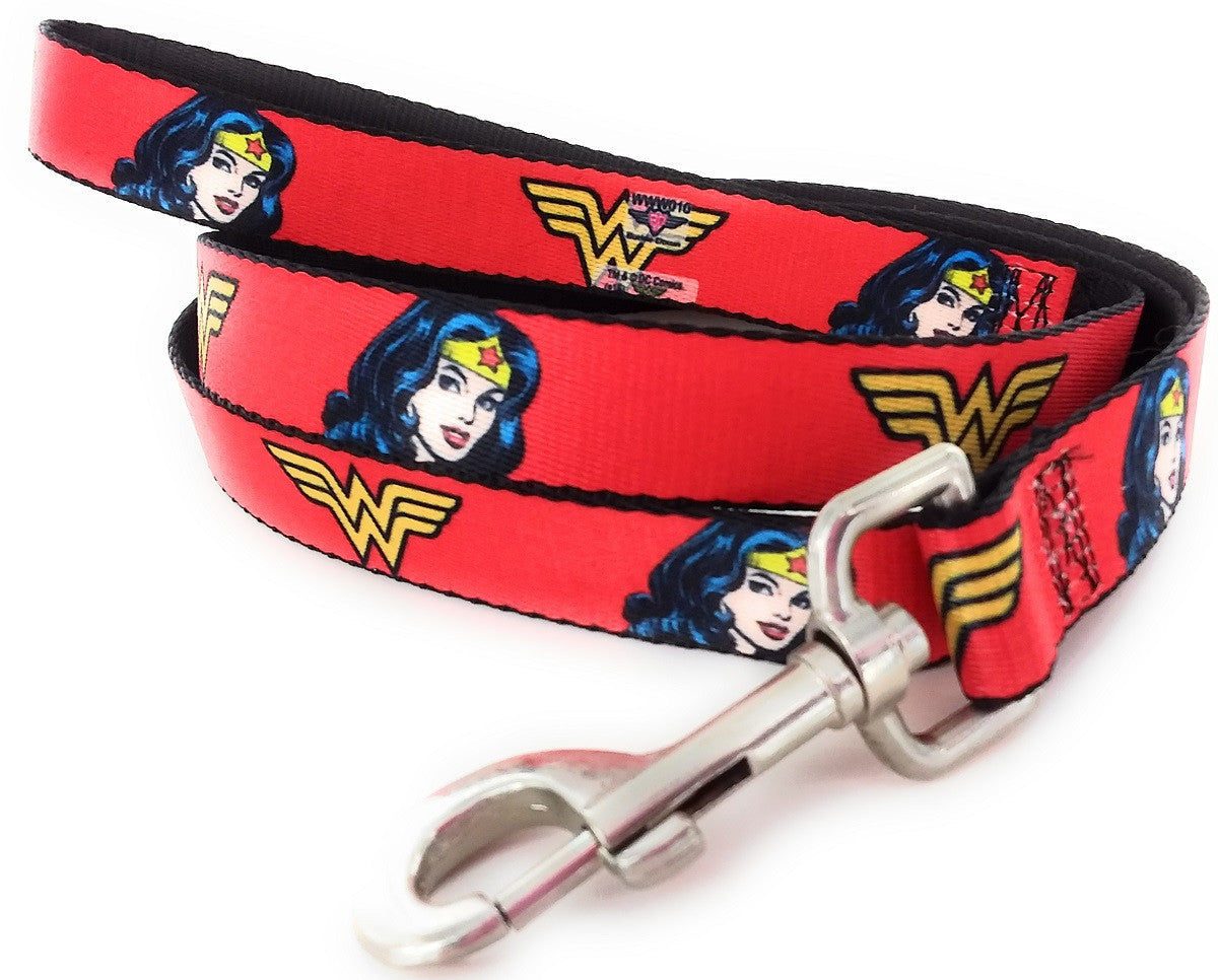 Wonder Woman Logo Face Wrap 4 Foot Pet Leash