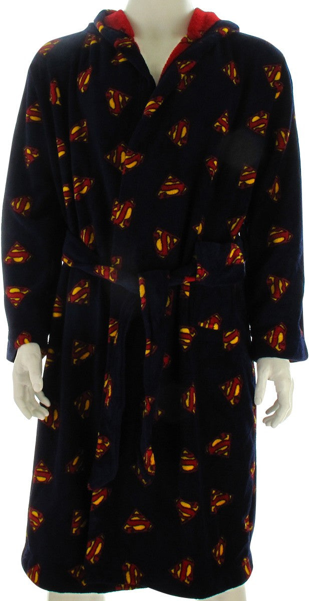 Superman Logos AoP Reversible Fleece Hooded Robe
