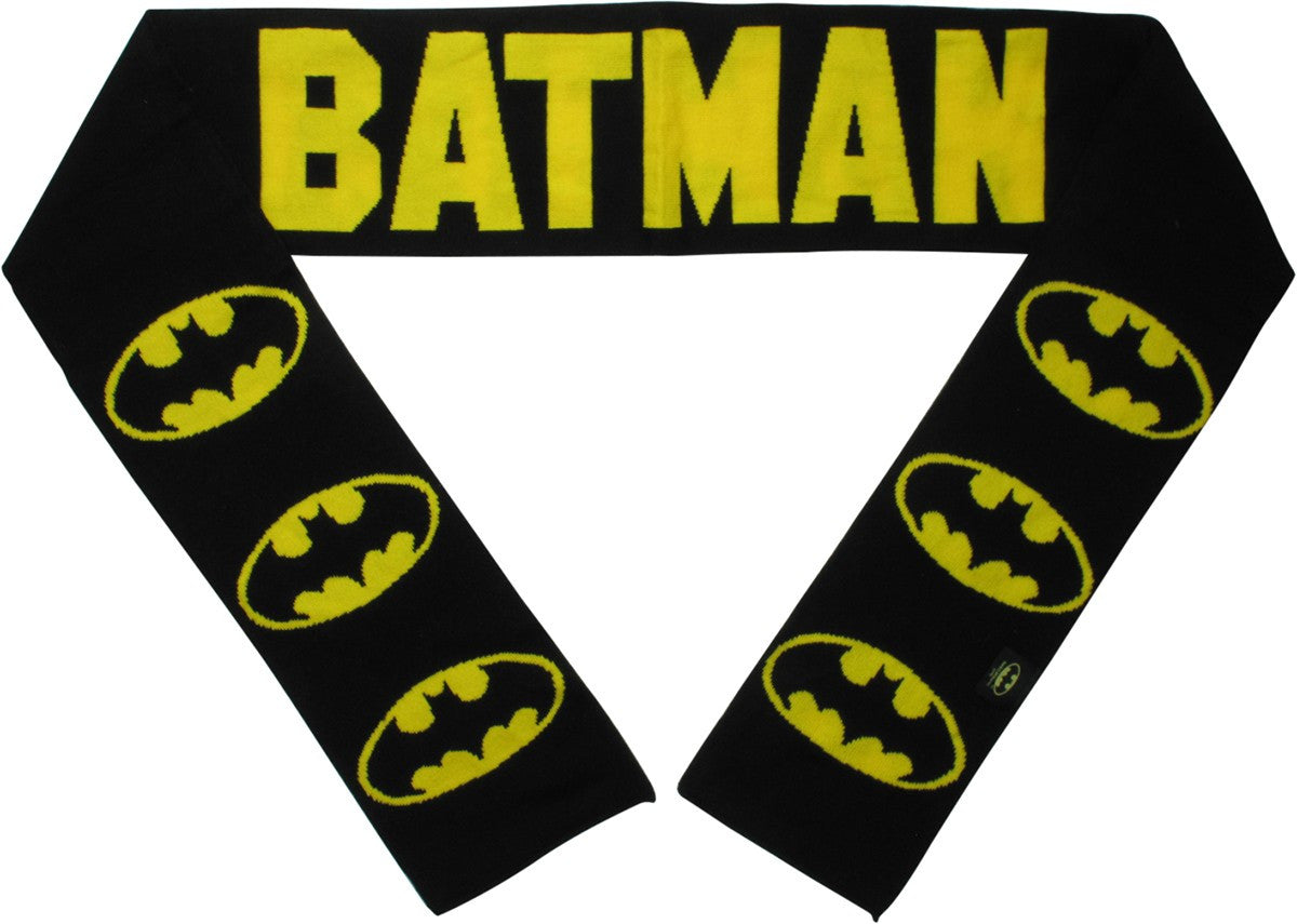 Batman Logo and Name Black Scarf