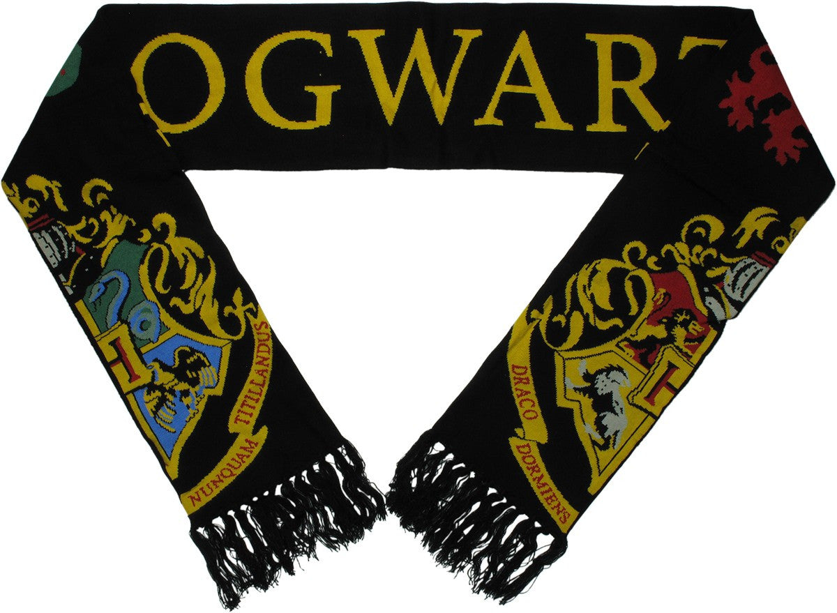 Harry Potter Hogwarts House Crests Fringed Scarf