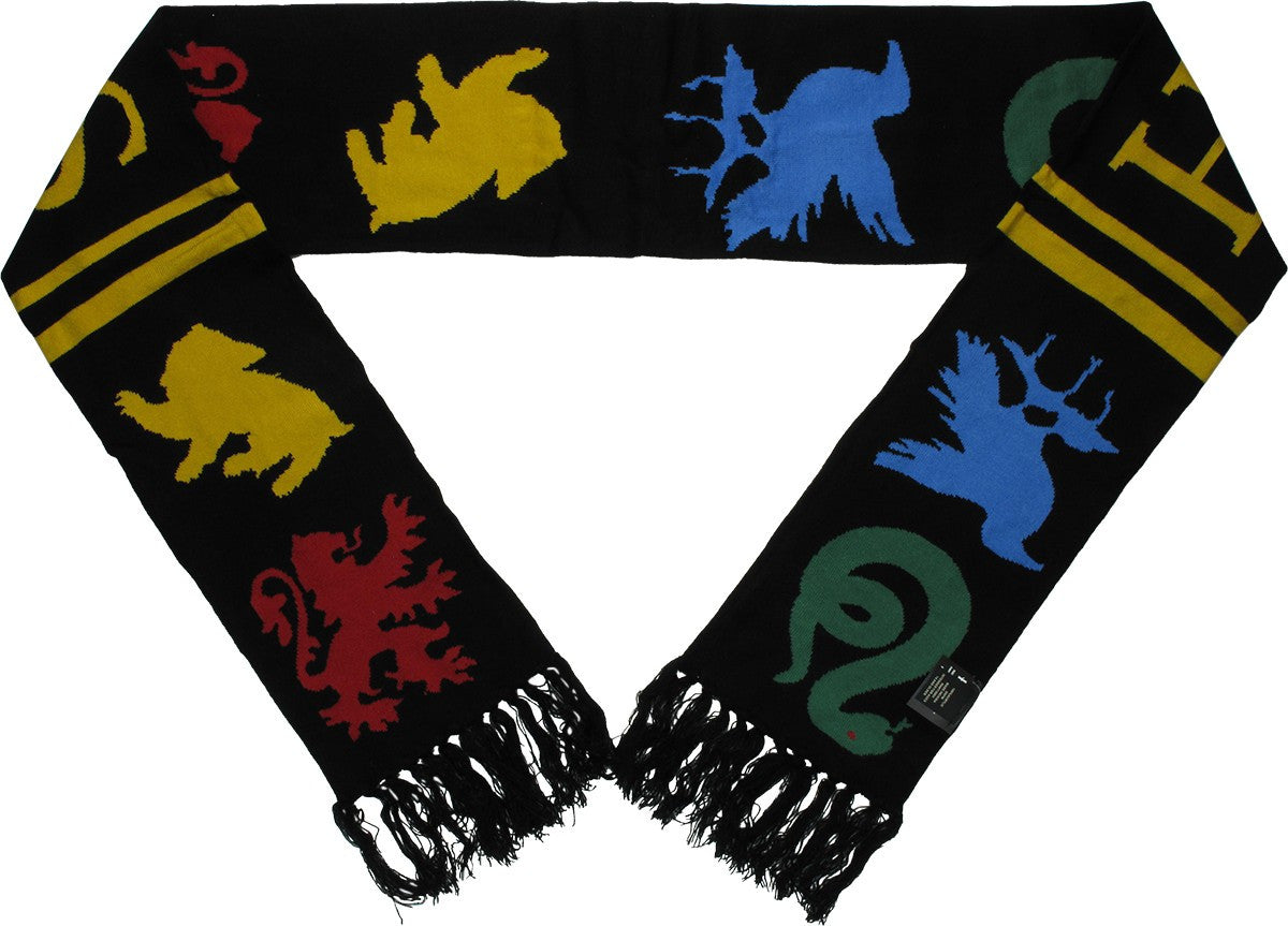 Harry Potter Hogwarts House Crests Fringed Scarf