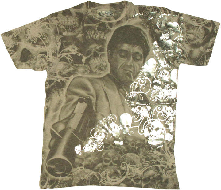 Scarface Foil Skull T Shirt Photo Sheer