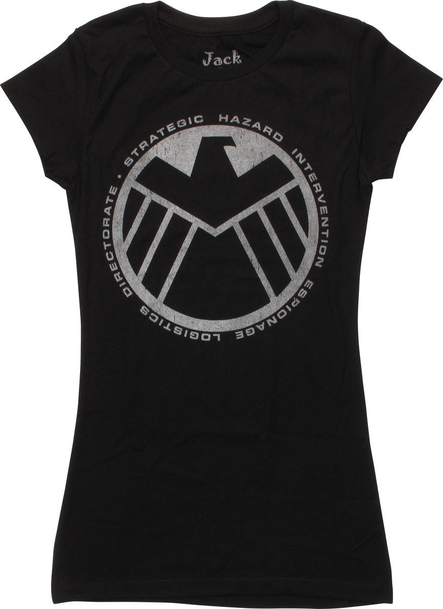 SHIELD Logo and Words Distressed Juniors T-Shirt