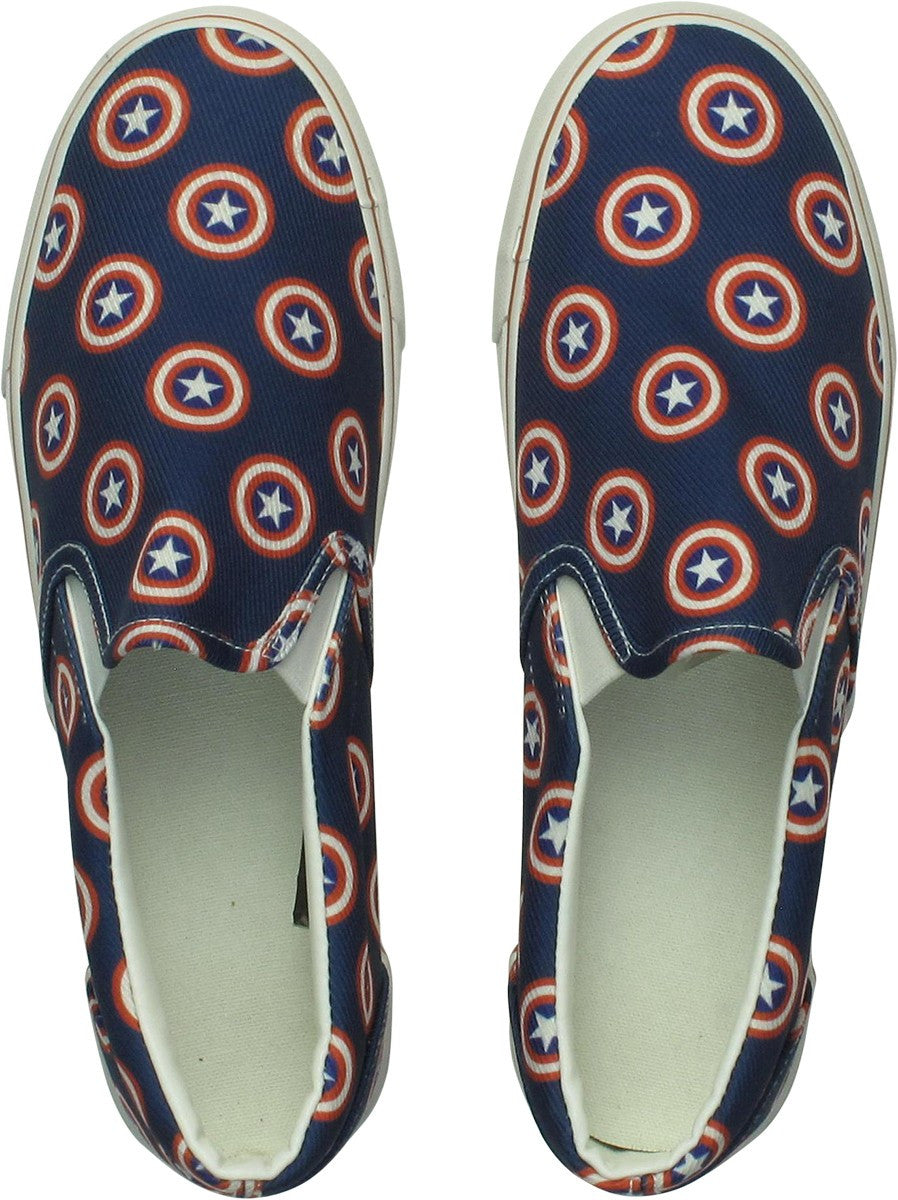 Captain America Logos Sketch Navy/Red Deck Shoes