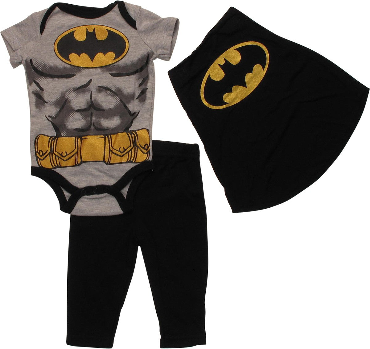 Batman Caped Muscled Costume Pants Snap Suit Set