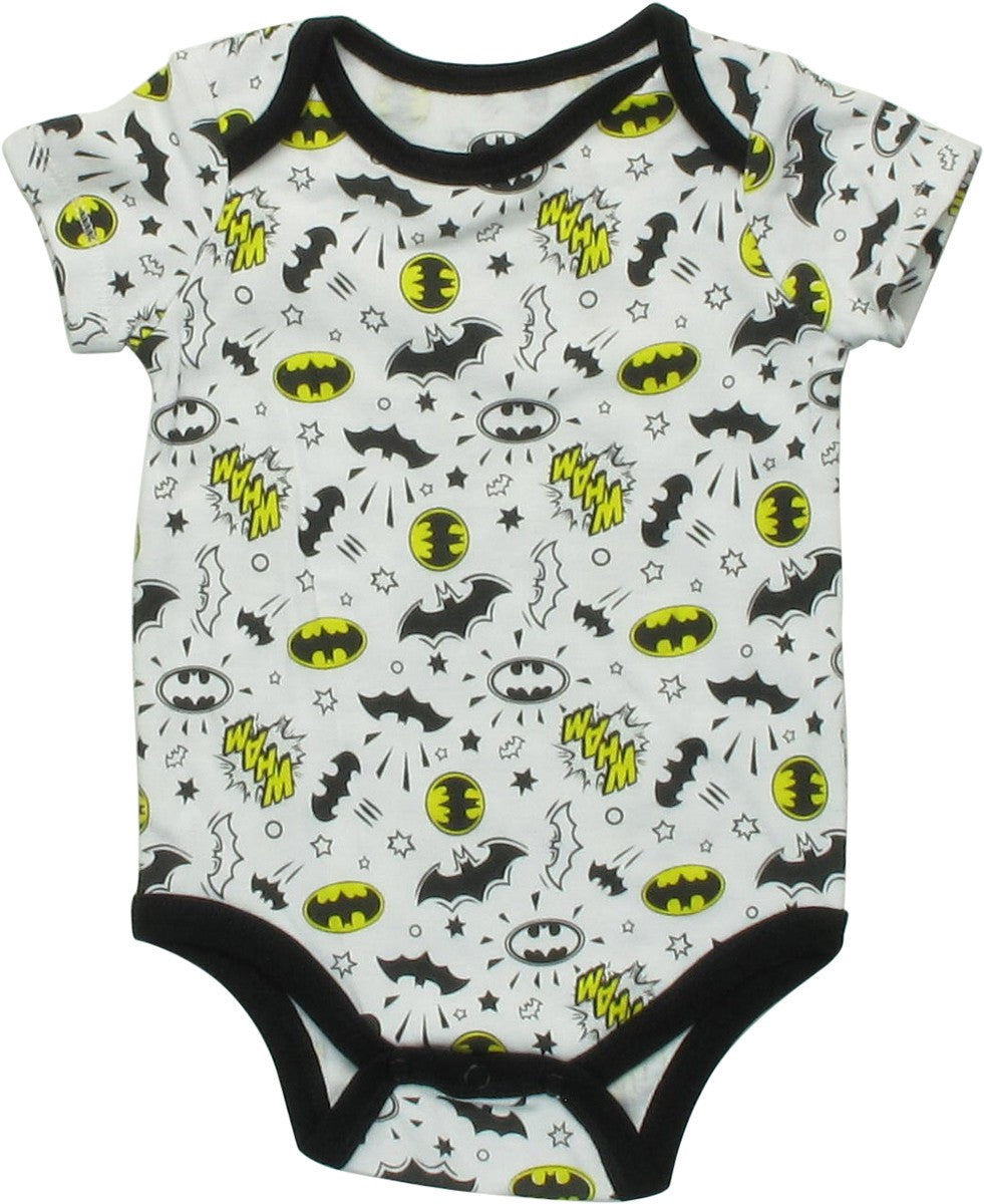 Batman Logos Wham Allover Print White Snap Suit