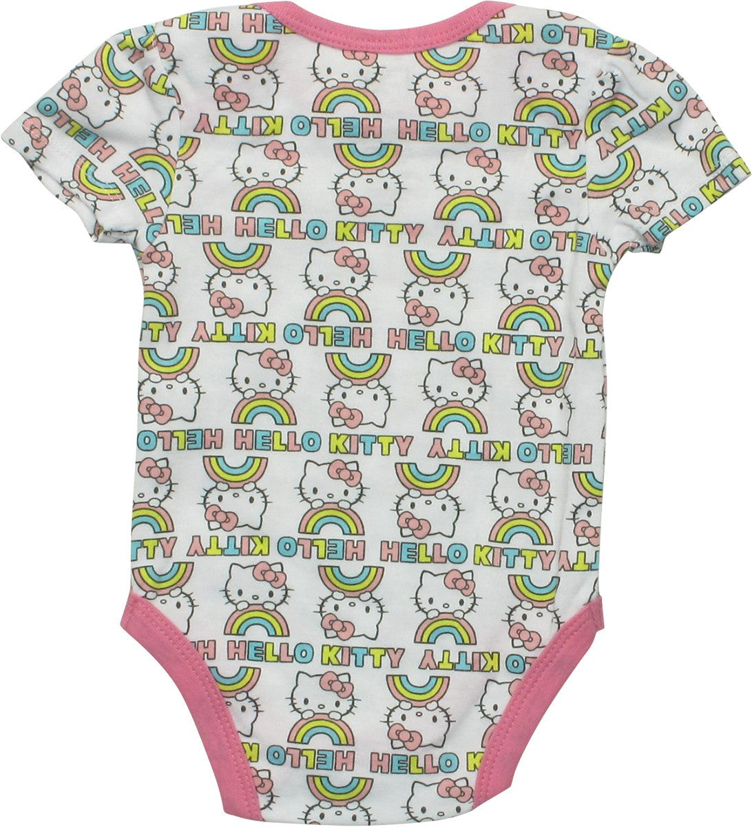 Hello Kitty Rainbow Allover Print White Snap Suit