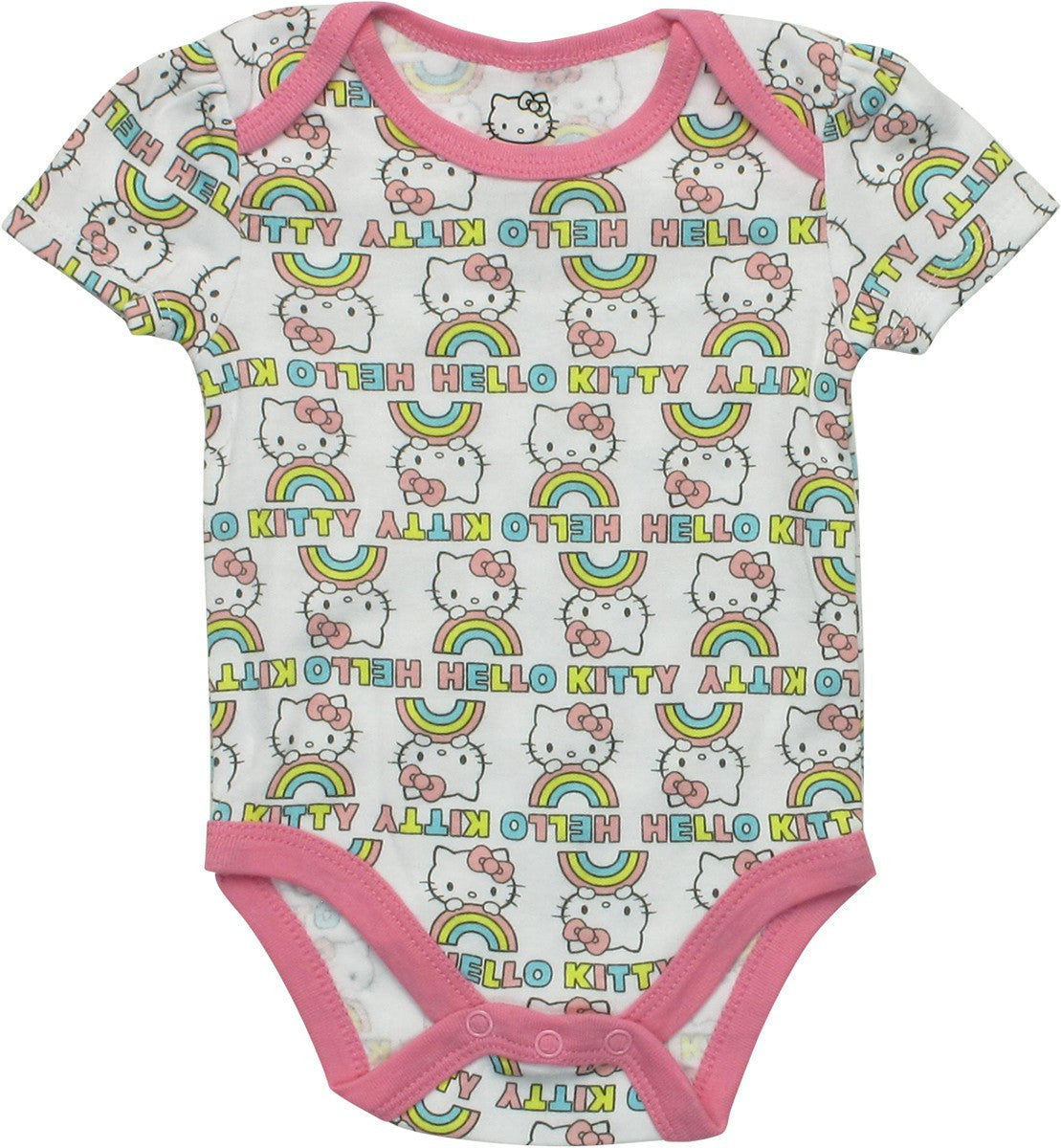Hello Kitty Rainbow Allover Print White Snap Suit