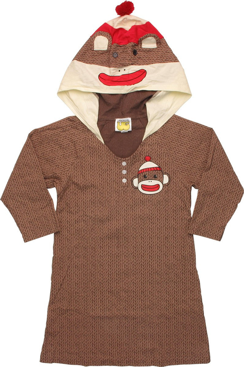 Sock Monkey Hooded Junior Nightshirt