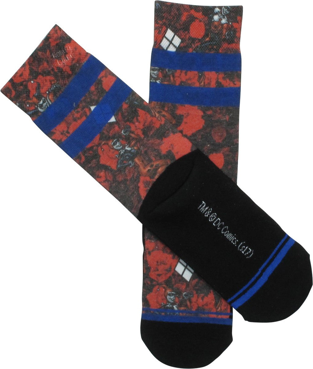 Harley Quinn Roses Sublimated Crew Socks