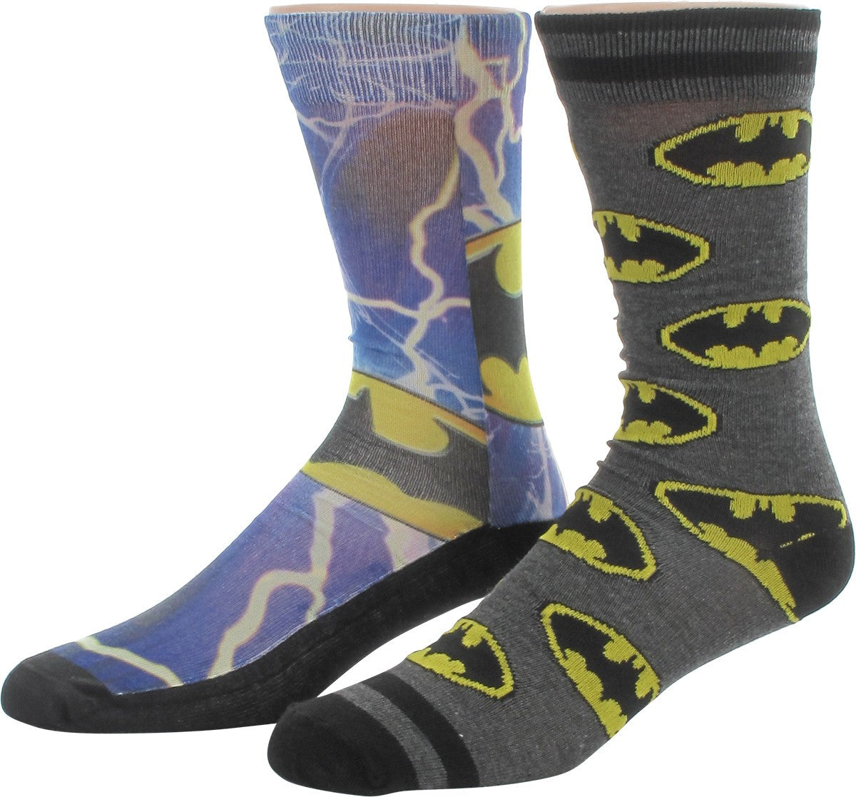 Batman Sublimated Bolts and Knit 2 Pair Socks Set