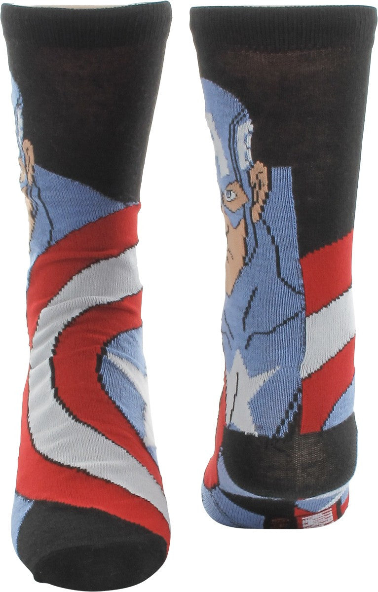 Captain America Hero Shield Logos 2 Pair Socks Set