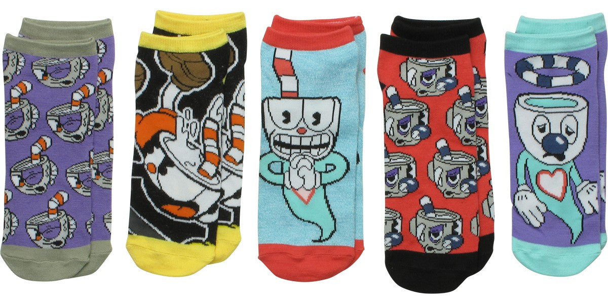 Cuphead Ghosts 5 Pair Ankle Socks Set