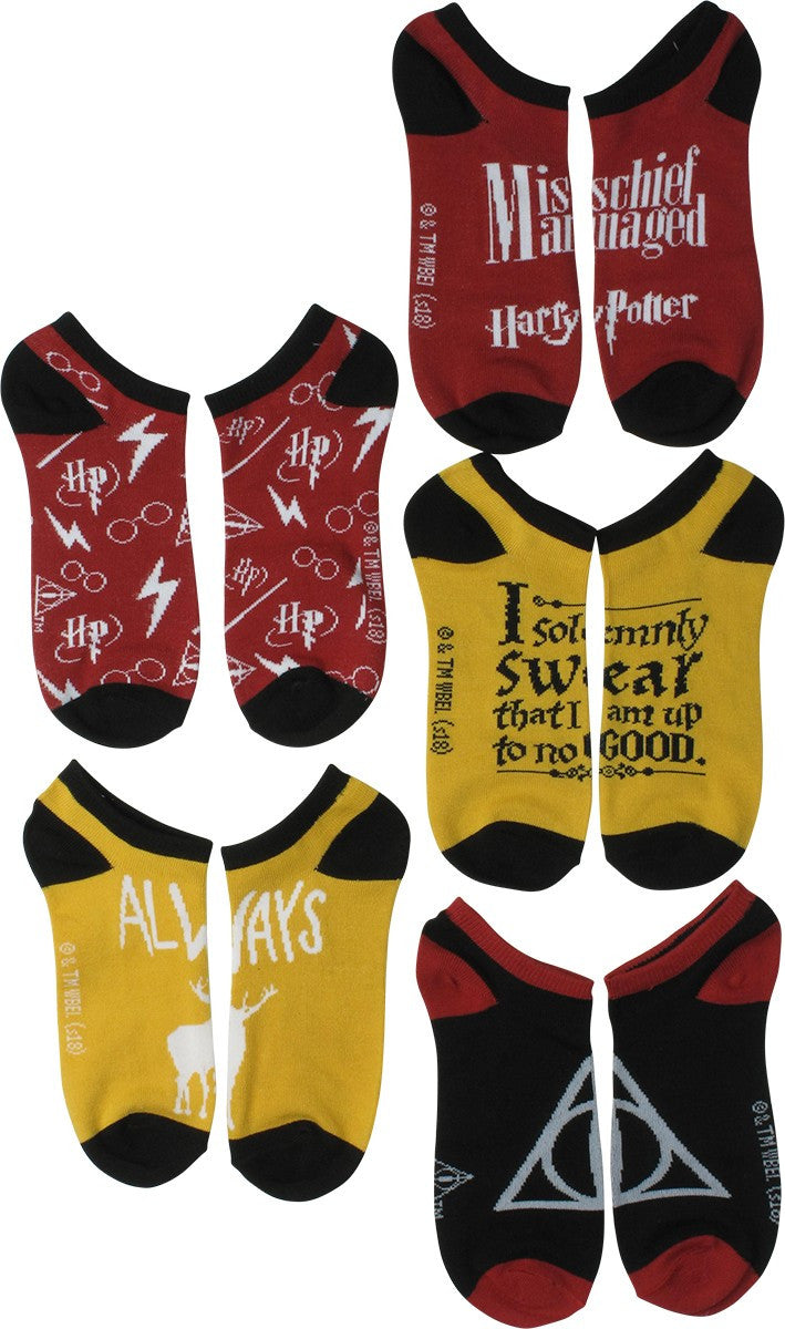 Harry Potter Mischief Icons 5 Pair Ankle Socks Set